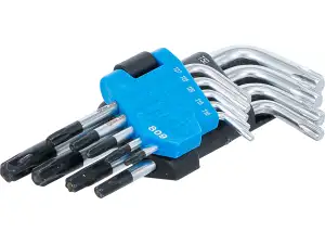 Zástrčné klíče T-profil (Torx) T10 ÷ T50 BGS100809 s vrtáním, krátké. Sada 9 dílů