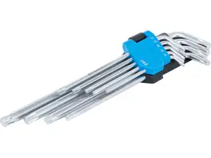 Zástrčné klíče TORX (T-profil) T10 ÷ T50 BGS100793 extra dlouhé. Sada 9 ks.