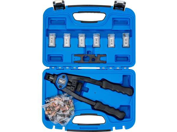 Nitovacie kliešte na maticové nity M3 ÷ M10 BGS100408, 4 nástavce