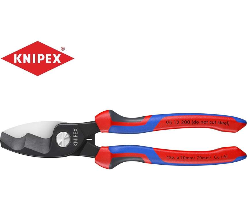 Kabelové nůžky 200 mm KNIPEX 95 12 200 - leštěná hlava, vícesložkové návleky