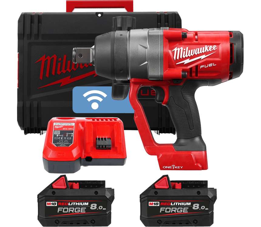 Aku 1" rázový utahovák Milwaukee M18 ONEFHIWF1-802X, ONEKEY, 2033 Nm, 2x aku M18 FB8 + M12-18 FC, 4933499254