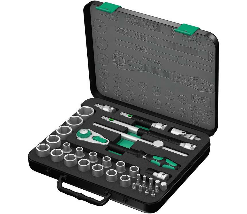 Wera 003645 Račňová sada Zyklop Speed 8100 SC 2 upínací část 1/2", metrická (37 dílů)