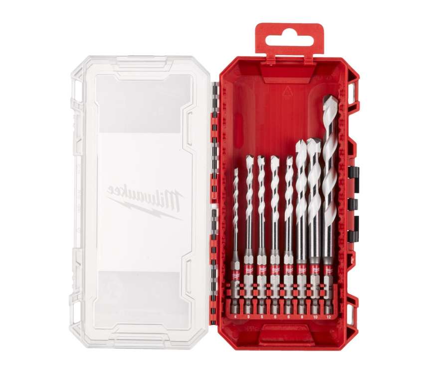 Univerzální vrtáky Multi Material pr. 4 ÷ 12 mm Milwaukee 4932493871, 1/4" dřík (Sada 8 kusů)
