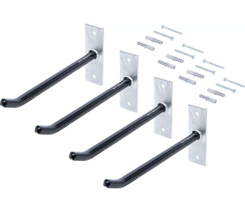 Nástěnné háky 250 mm na zavěšení disků kol BGS1088304 (Sada 4 díly)