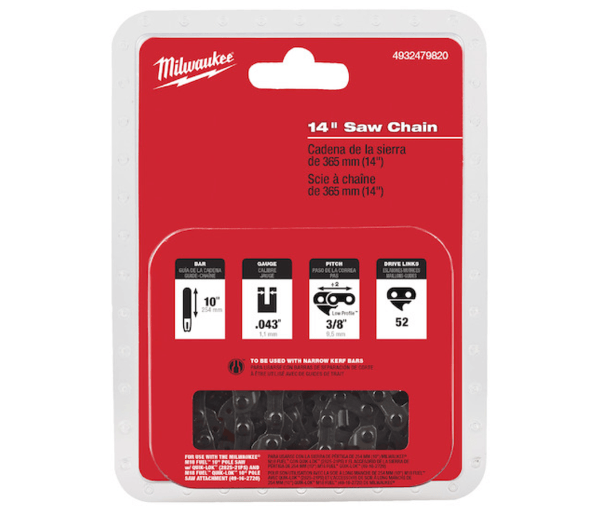 Řetěz 35 cm Milwaukee na motorovou pilu, rozteč 9,5 cm, rozchod 1,1 mm, 4932479820