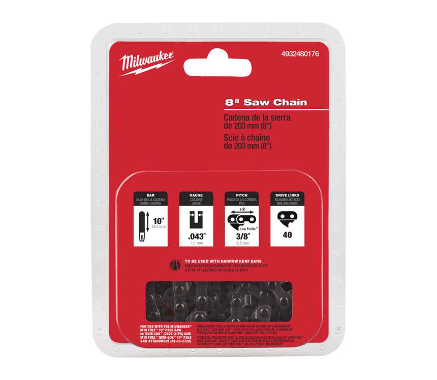 Řetěz 20 cm Milwaukee na motorovou pilu, rozteč 9,5 cm, rozchod 1,1 mm, 4932480176