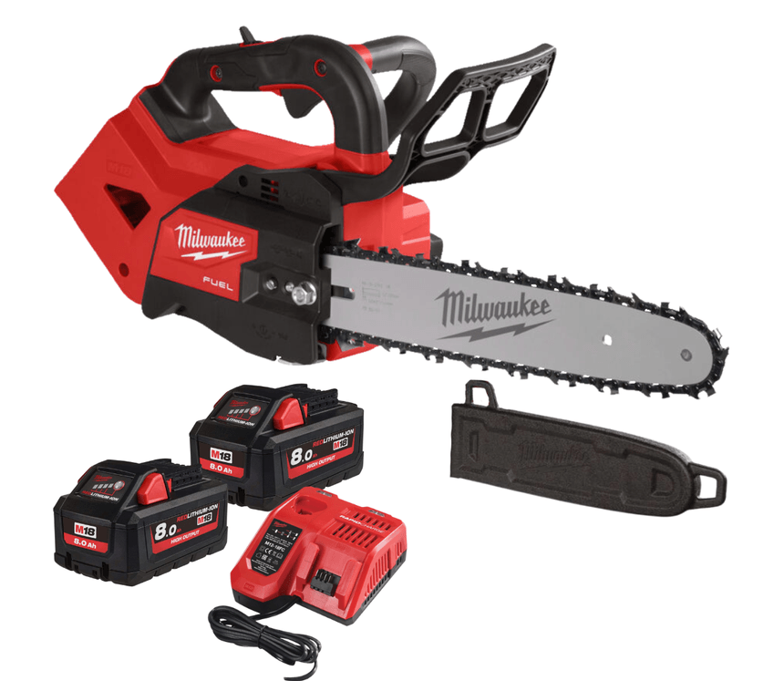Aku řetězová pila Milwaukee M18 FTHCHS30-802, lišta 30 cm, 2x Aku M18 HB8 + nabíječka M12-18 FC, 4933479587