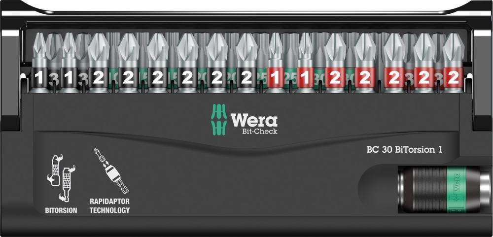 Wera 057430 Houževnaté bity Bit-Check 30 BiTorsion 1 s držákem 889/4/1 K (Sada 30 dílů)