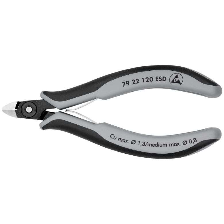 Přesné boční štípací kleště pro elektroniku 120 mm Knipex 79 22 120 ESD - leštěná hlava, vícesložkové návleky