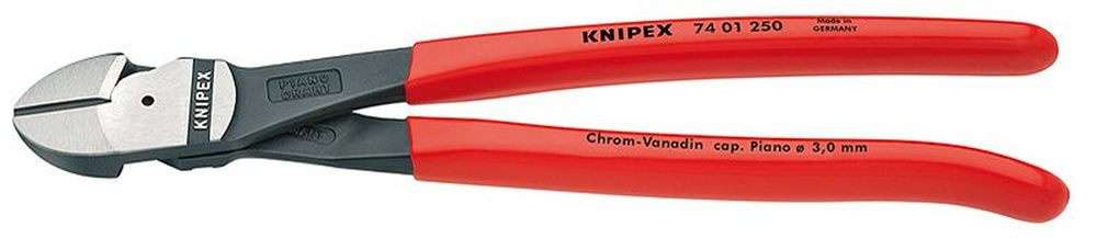 Silové boční štípací kleště 250 mm KNIPEX 74 01 250 - leštěná hlava, plastové návleky