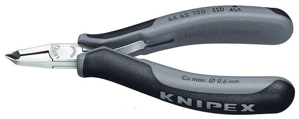 Čelní štípací kleště pro elektroniku 120 mm KNIPEX 64 62 120 ESD - leštěná hlava, vícesložkové návleky