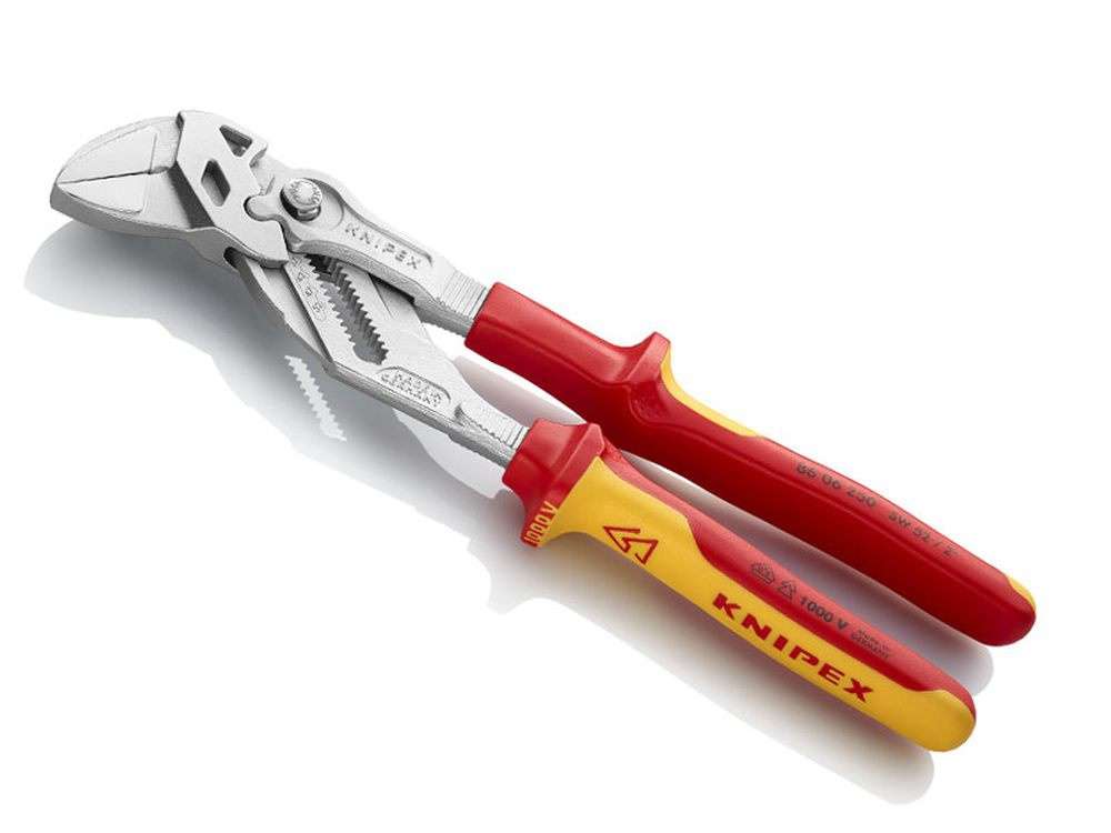 Klešťový klíč 250 mm, Knipex 86 06 250 SB - pochromované, VDE vícesložkové návleky