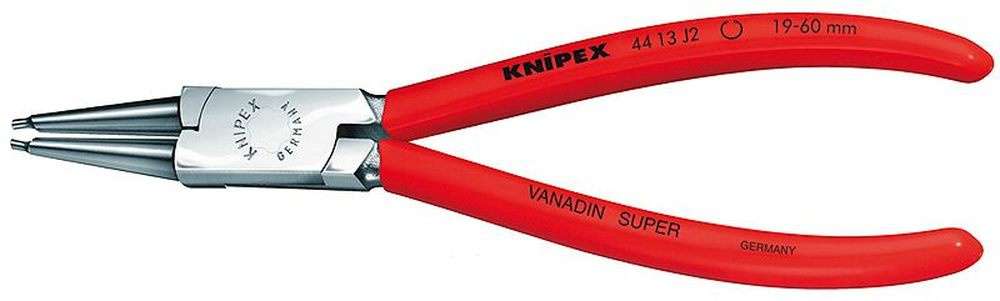 Kleště na pojistné kroužky 140 mm, vnitřní rovné. Knipex - 44 13 J1 - DIN 5265 C. Chromováno, potaženo plastem