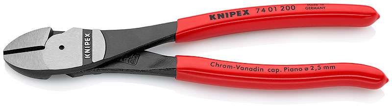 Silové boční štípací kleště 200 mm KNIPEX 74 01 200 - leštěná hlava, plastové návleky