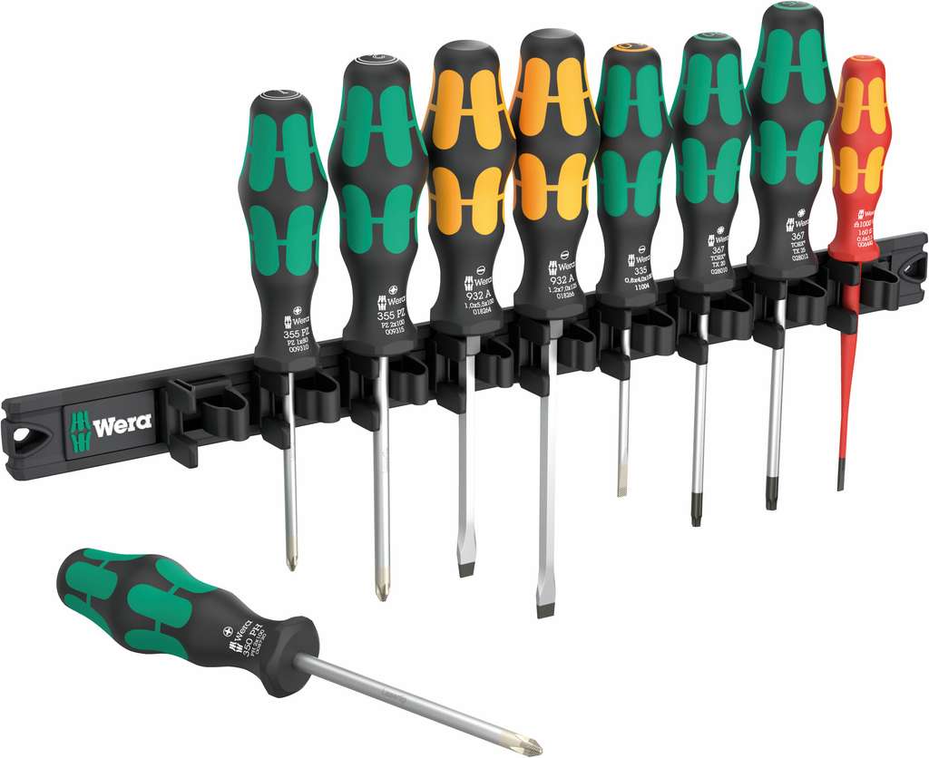 Wera 051012 Šroubováky Kraftform SL, PH, PZ, TORX na magnetické liště, 9650 (Sada 9 dílů)