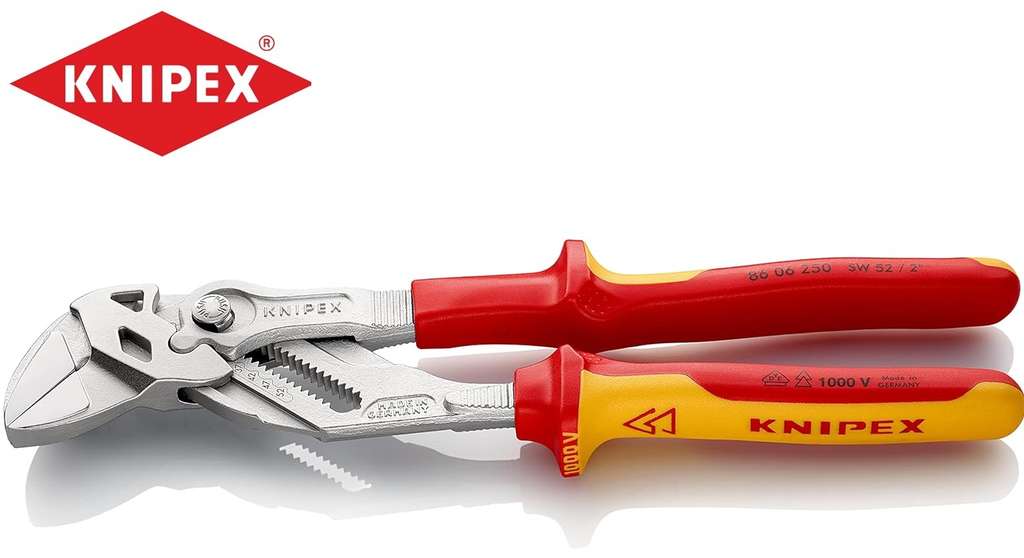 Klešťový klíč 250 mm, Knipex 86 06 250 - pochromováno, VDE vícesložkové návleky