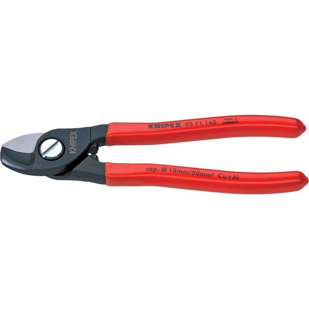 Kabelové nůžky 165 mm KNIPEX 95 11 165 - leštěná hlava, plastové návleky